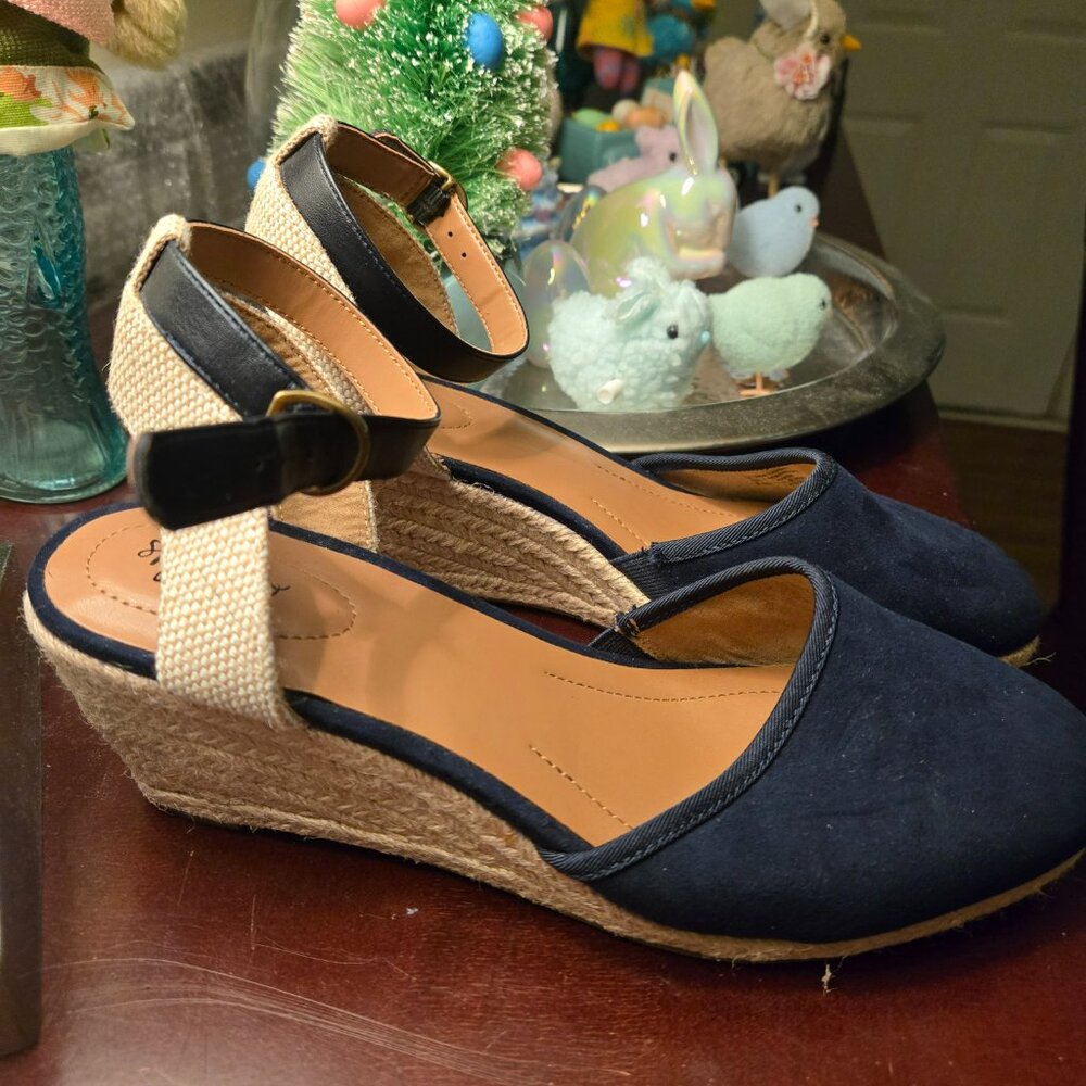 Style & Co Blue Suede Espadrille Wedges – Size 8.5M – Never Worn - Picture 5 of 5